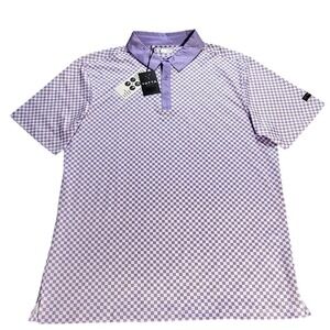 YATTA Golf Polo Shirt Mens Large Purple Checkered Short Sleeve Collared